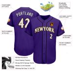 Personalized Purple White-Old Gold Authentic Baseball Jersey
