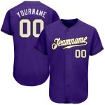 Personalized Purple White-Old Gold Authentic Baseball Jersey Team Custom Name and Number