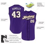 Personalized Purple White-Old Gold Authentic Sleeveless Baseball Jersey Team Custom Name and Number