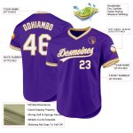 Personalized Purple White-Old Gold Authentic Throwback Baseball Jersey Team Custom Name and Number