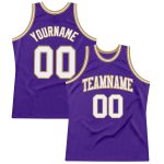 Personalized Purple White-Old Gold Authentic Throwback Basketball Jersey