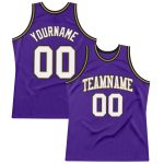 Personalized Purple White-Old Gold Authentic Throwback Basketball Jersey Team Custom Name and Number