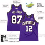 Personalized Purple White-Old Gold Authentic Throwback Basketball Jersey Team Custom Name and Number