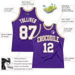 Personalized Purple White-Old Gold Authentic Throwback Basketball Jersey