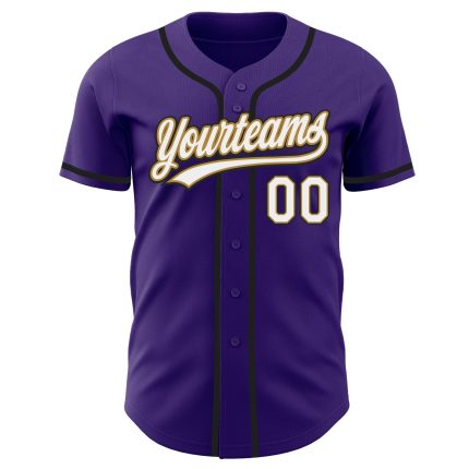 Personalized Purple White Old Gold-Black Authentic Baseball Jersey Team Custom Name and Number