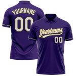 Personalized Purple White Old Gold-Black Performance Vapor Golf Polo Shirt Team Custom Name and Number