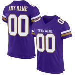 Personalized Purple White-Old Gold Mesh Authentic Football Jersey