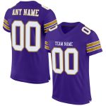 Personalized Purple White-Old Gold Mesh Authentic Football Jersey Team Custom Name and Number