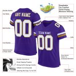 Personalized Purple White-Old Gold Mesh Authentic Football Jersey
