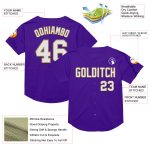 Personalized Purple White-Old Gold Mesh Authentic Throwback Baseball Jersey