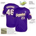 Personalized Purple White-Old Gold Mesh Authentic Throwback Baseball Jersey Team Custom Name and Number