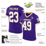 Personalized Purple White-Old Gold Mesh Authentic Throwback Football Jersey