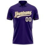 Personalized Purple White-Old Gold Performance Vapor Golf Polo Shirt Team Custom Name and Number