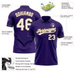 Personalized Purple White-Old Gold Performance Vapor Golf Polo Shirt Team Custom Name and Number