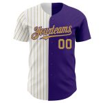 Personalized Purple White-Old Gold Pinstripe Authentic Split Fashion Baseball Jersey Team Custom Name and Number