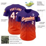 Personalized Purple White-Orange 3D Pattern Design Gradient Square Shapes Authentic Baseball Jersey Team Custom Name and Number