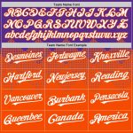 Personalized Purple White-Orange 3D Pattern Design Gradient Square Shapes Authentic Baseball Jersey Team Custom Name and Number