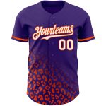 Personalized Purple White-Orange 3D Pattern Design Leopard Print Fade Fashion Authentic Baseball Jersey Team Custom Name and Number