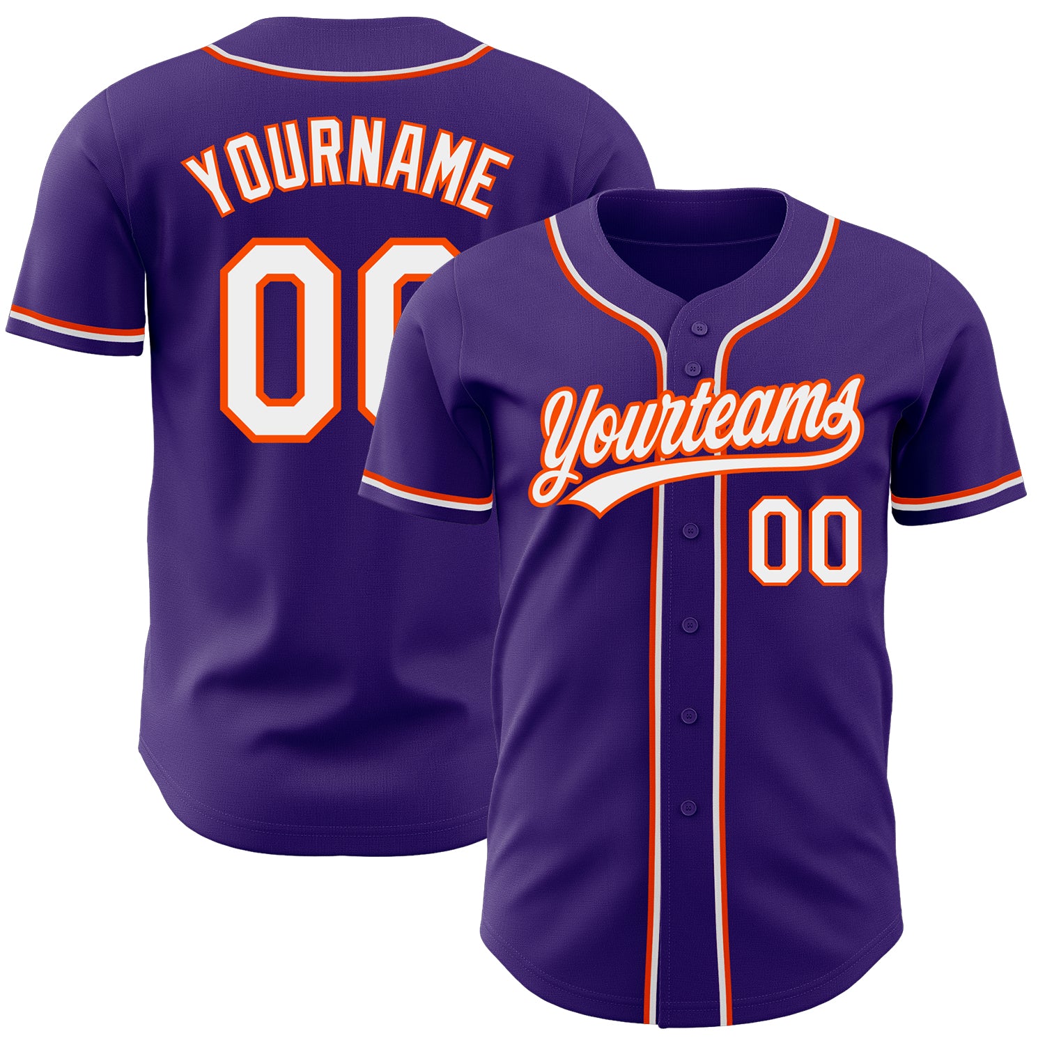 Personalized Purple White-Orange Authentic Baseball Jersey