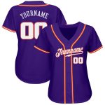 Personalized Purple White-Orange Authentic Baseball Jersey Team Custom Name and Number