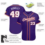 Personalized Purple White-Orange Authentic Baseball Jersey Team Custom Name and Number