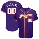 Personalized Purple White-Orange Authentic Baseball Jersey Team Custom Name and Number