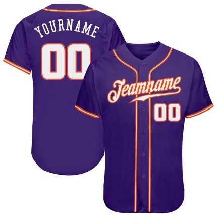 Personalized Purple White-Orange Authentic Baseball Jersey Team Custom Name and Number