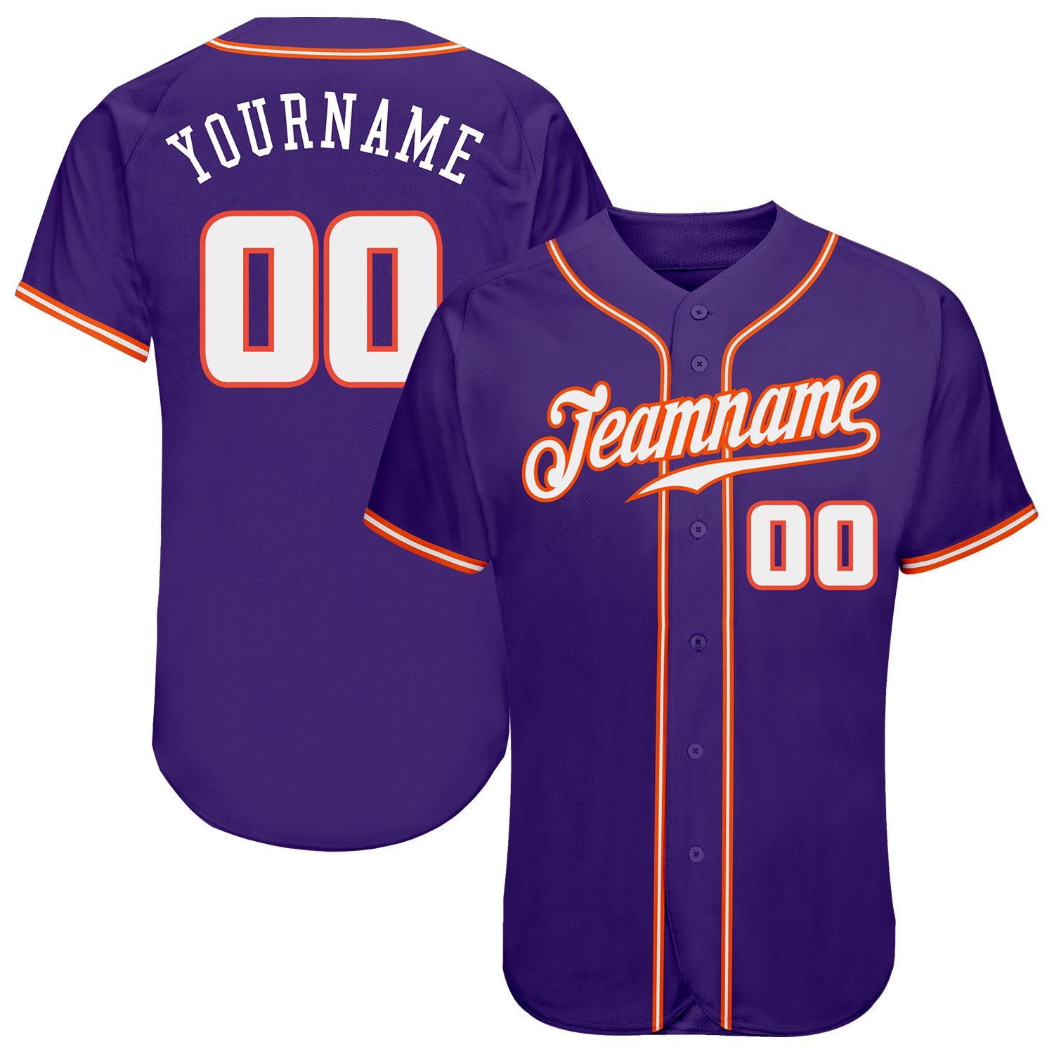 Personalized Purple White-Orange Authentic Baseball Jersey Team Custom Name and Number