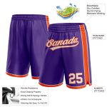 Personalized Purple White-Orange Authentic Basketball Shorts Team Custom Name and Number