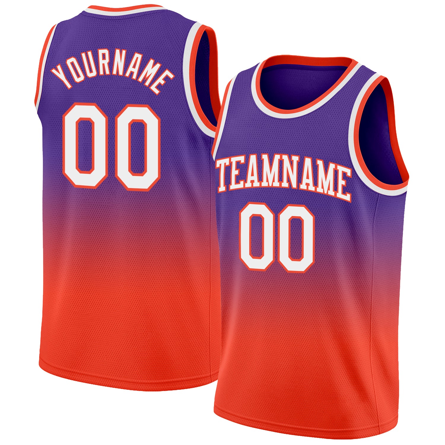 Personalized Purple White-Orange Authentic Fade Fashion Basketball Jersey Team Custom Name and Number