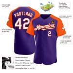 Personalized Purple White-Orange Authentic Raglan Sleeves Baseball Jersey Team Custom Name and Number