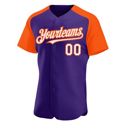 Personalized Purple White-Orange Authentic Raglan Sleeves Baseball Jersey Team Custom Name and Number