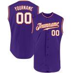 Personalized Purple White-Orange Authentic Sleeveless Baseball Jersey Team Custom Name and Number