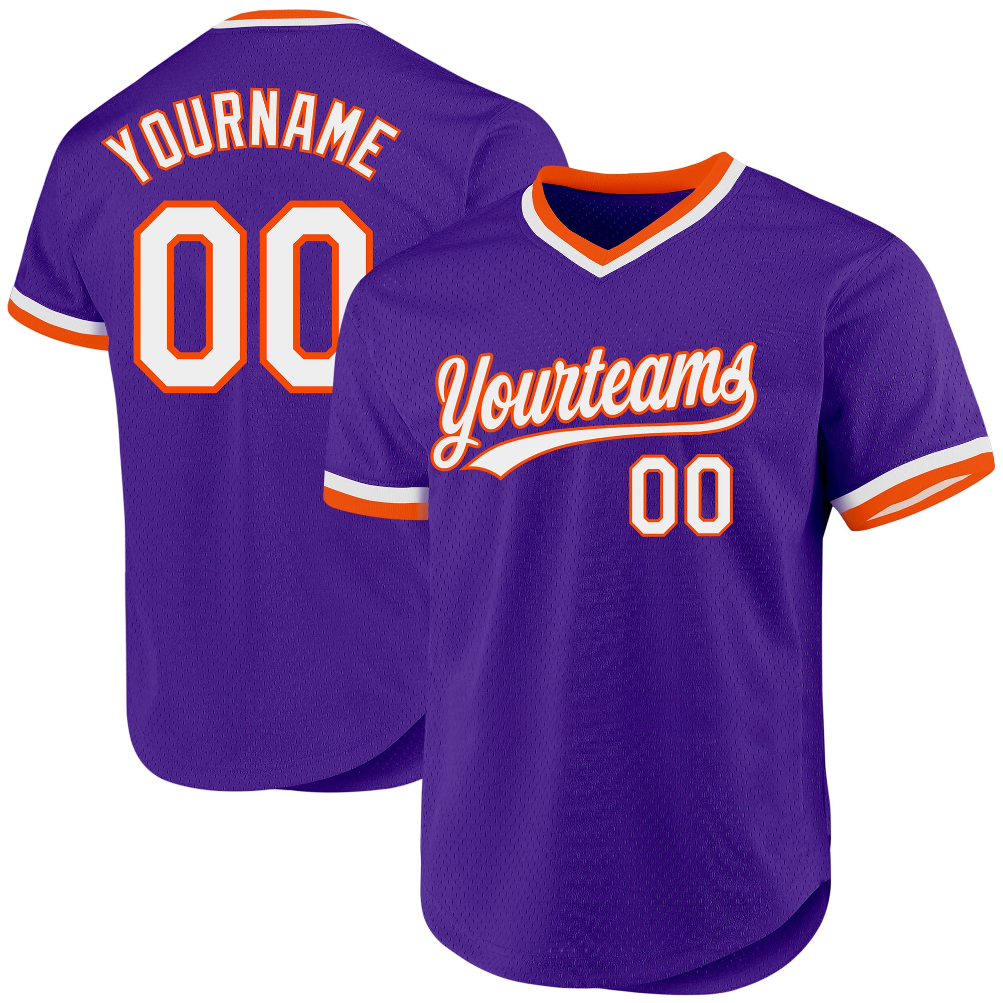 Personalized Purple White-Orange Authentic Throwback Baseball Jersey Team Custom Name and Number