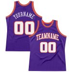 Personalized Purple White-Orange Authentic Throwback Basketball Jersey Team Custom Name and Number