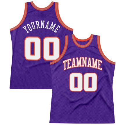 Personalized Purple White-Orange Authentic Throwback Basketball Jersey Team Custom Name and Number