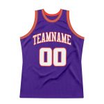 Personalized Purple White-Orange Authentic Throwback Basketball Jersey Team Custom Name and Number