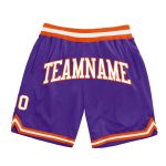Personalized Purple White-Orange Authentic Throwback Basketball Shorts Team Custom Name and Number