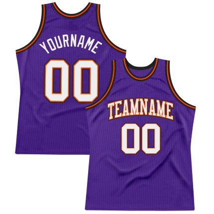 Personalized Purple White Orange-Black Authentic Throwback Basketball Jersey Team Custom Name and Number