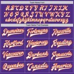 Personalized Purple White-Orange Bomber Full-Snap Varsity Letterman Two Tone Jacket Team Custom Name and Number