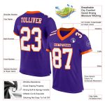 Personalized Purple White-Orange Mesh Authentic Football Jersey