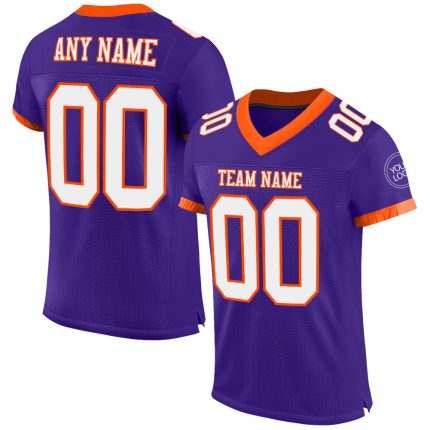 Personalized Purple White-Orange Mesh Authentic Football Jersey