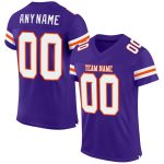 Personalized Purple White-Orange Mesh Authentic Football Jersey Team Custom Name and Number
