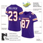 Personalized Purple White-Orange Mesh Authentic Football Jersey Team Custom Name and Number