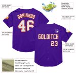 Personalized Purple White-Orange Mesh Authentic Throwback Baseball Jersey