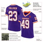 Personalized Purple White-Orange Mesh Authentic Throwback Football Jersey Team Custom Name and Number