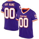 Personalized Purple White-Orange Mesh Authentic Throwback Football Jersey Team Custom Name and Number