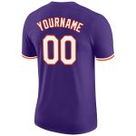 Personalized Purple White-Orange Performance T-Shirt Team Custom Name and Number