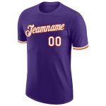 Personalized Purple White-Orange Performance T-Shirt Team Custom Name and Number