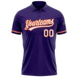 Personalized Purple White-Orange Performance Vapor Golf Polo Shirt Team Custom Name and Number
